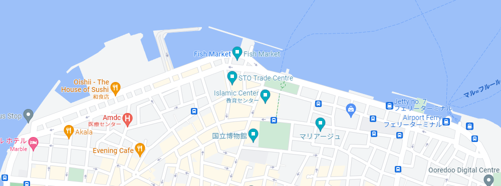 マレの北部に観光地が集中していることを表すGooglemap